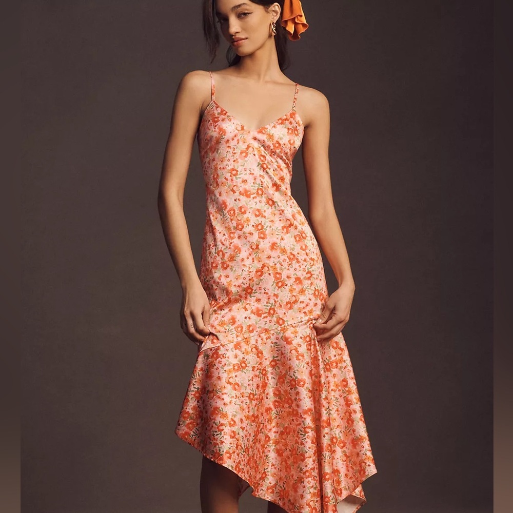 BHLDN Maria Sleeveless Satin Midi Dress- Pink